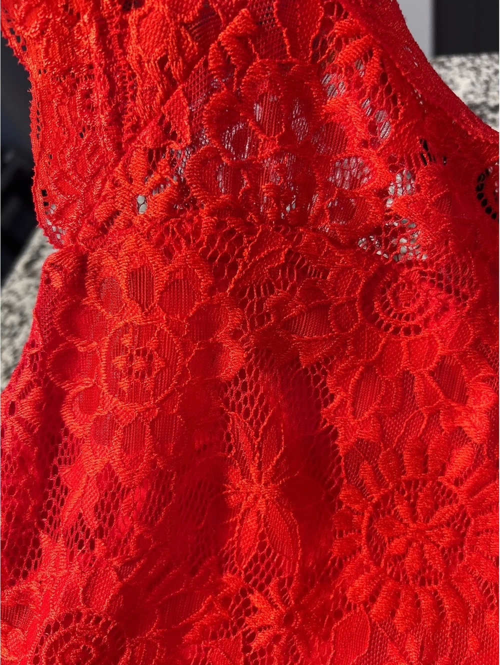 Onzino Womens Small Red Floral Lace Sleeveless Bodycon Party Dress Sheath S - Picture 13 of 15